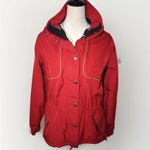 VINTAGE LL Bean 90's Nordic Red Hooded Coat Full Zip Jacket Pockets, Women’s S